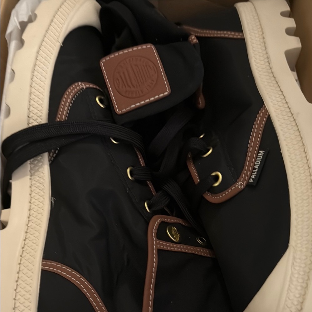 Palladium Black and Brown High-Top Sneakers **never worn**